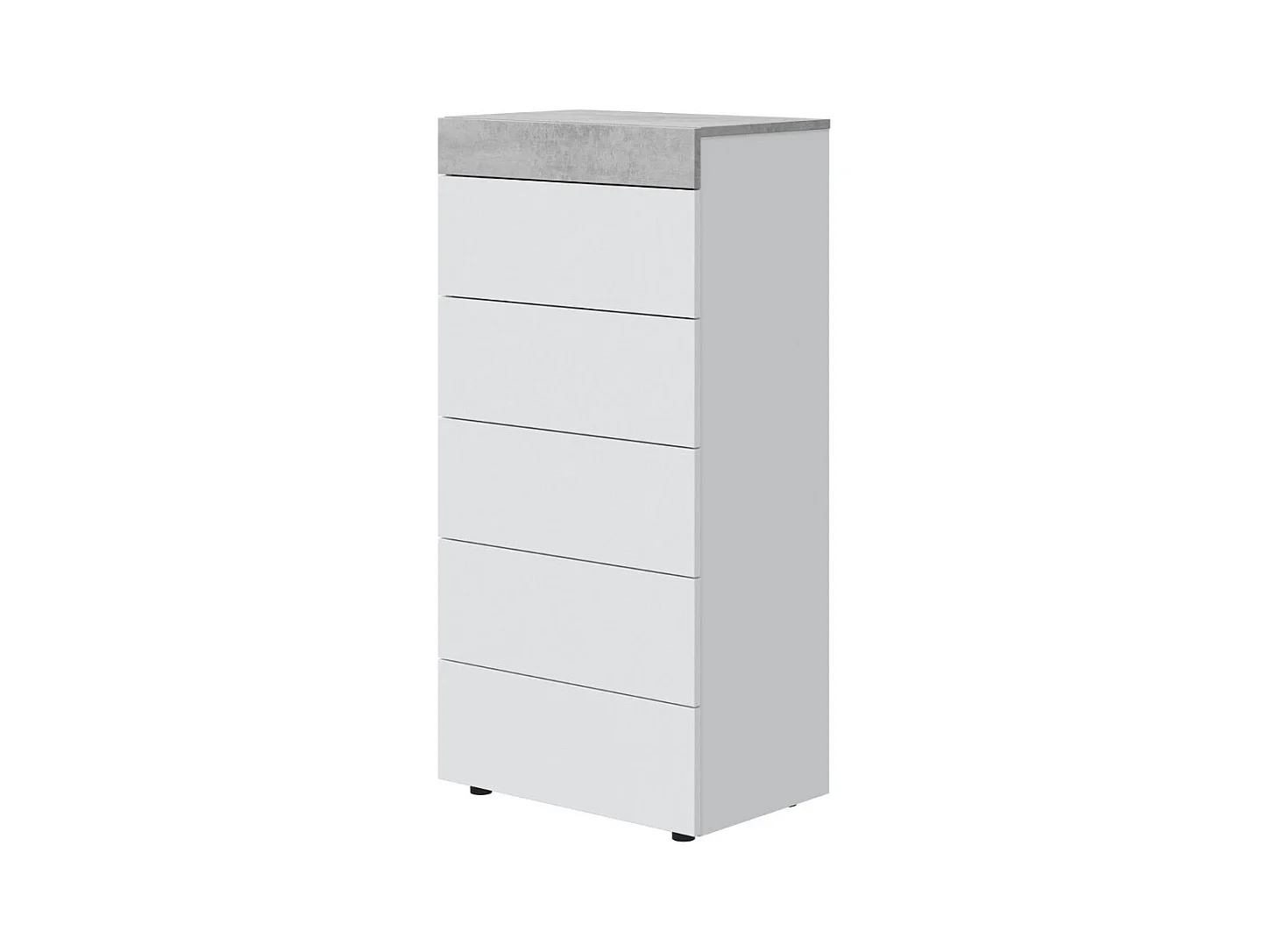 Commode blanc mat et ciment 61x40x118 cm