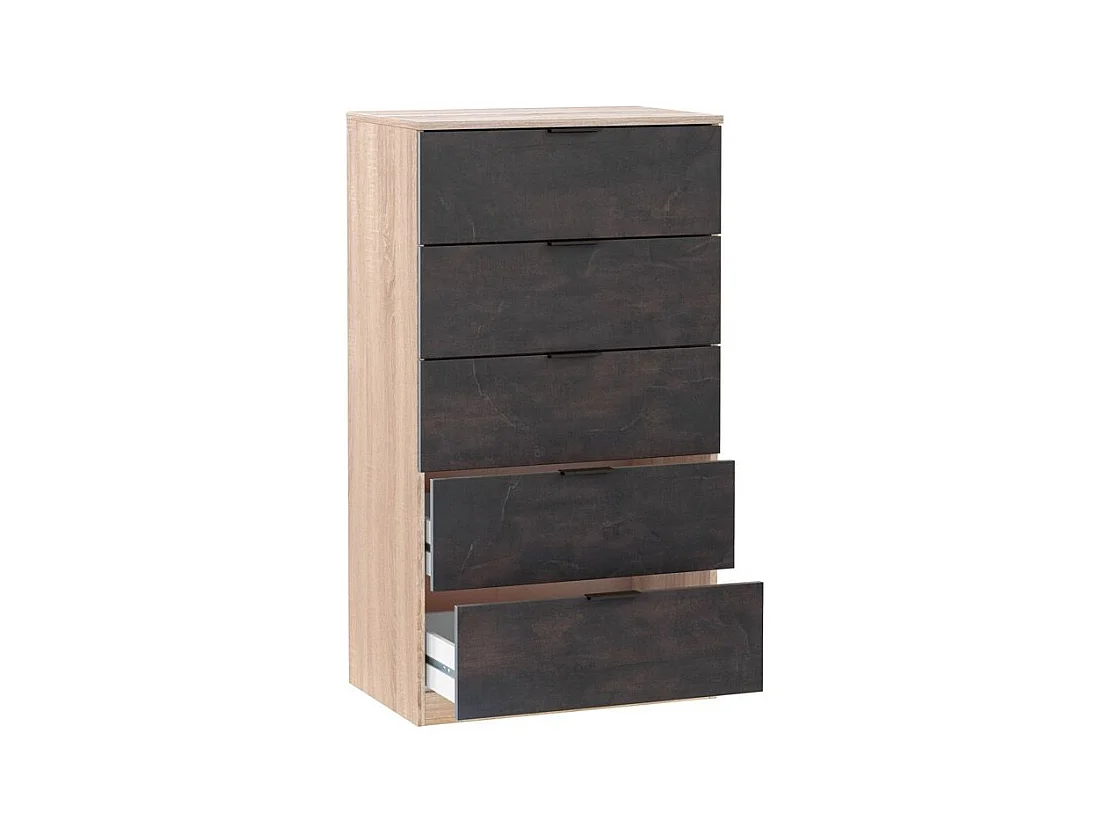 Cómoda Haya 5 cajones roble/grafito 110x60x40 cm