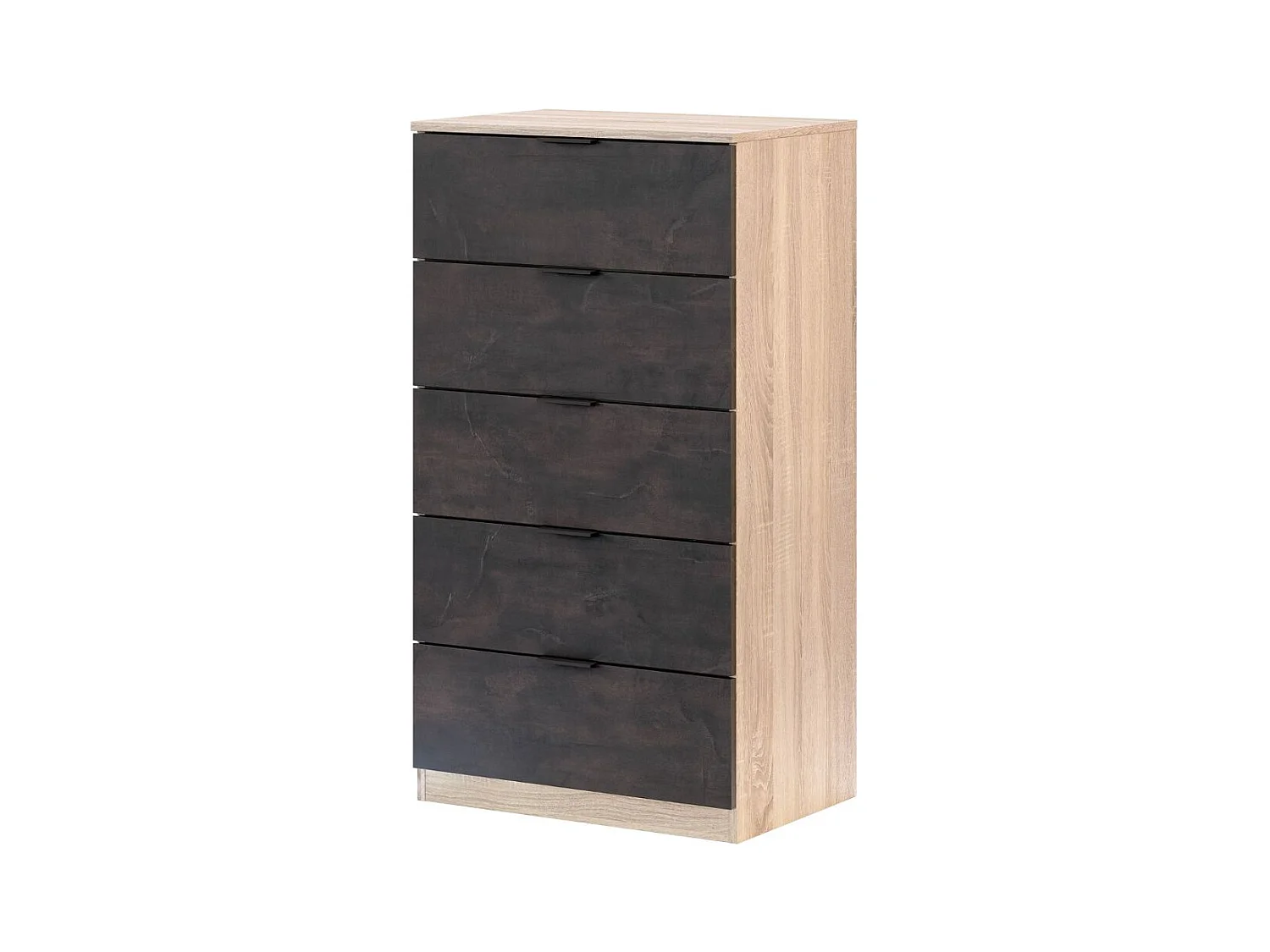 Commode 5 tiroirs, commode industrielle en oxyde de chêne canadien, 110x60x40 cm
