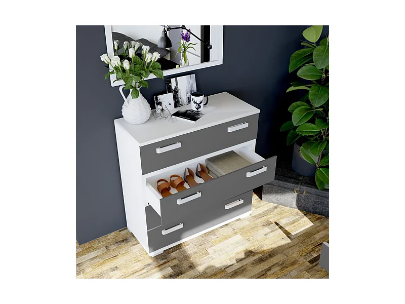 Cómoda Ataneq Blanco - Grafito