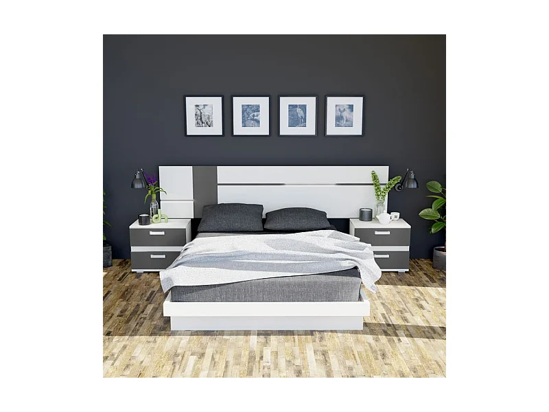 Cabecero Ataneq Air Leds Blanco - Grafito