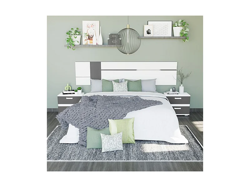 Cabecero Ataneq Air Leds Blanco - Grafito