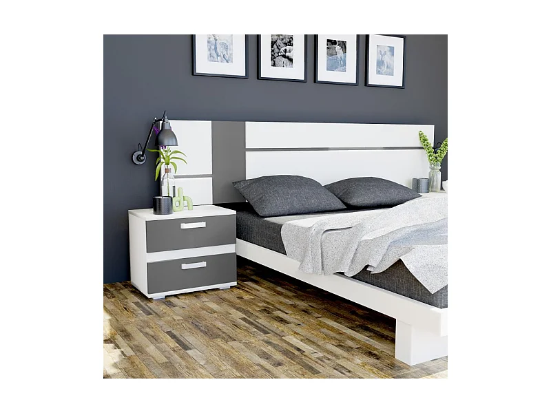 Cabecero Ataneq Air Leds Blanco - Grafito