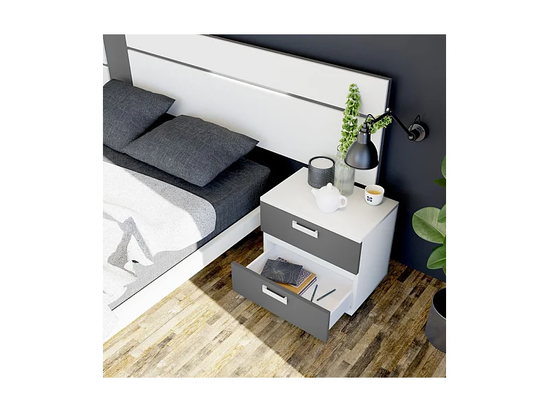 Cabecero Ataneq Air Leds Blanco - Grafito