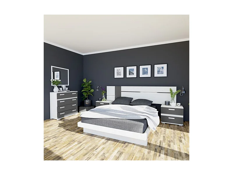 Cabecero Ataneq Air Leds Blanco - Grafito