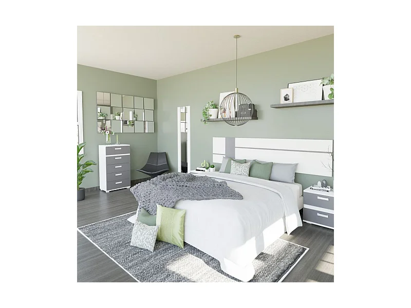 Cabecero Ataneq Air Leds Blanco - Grafito