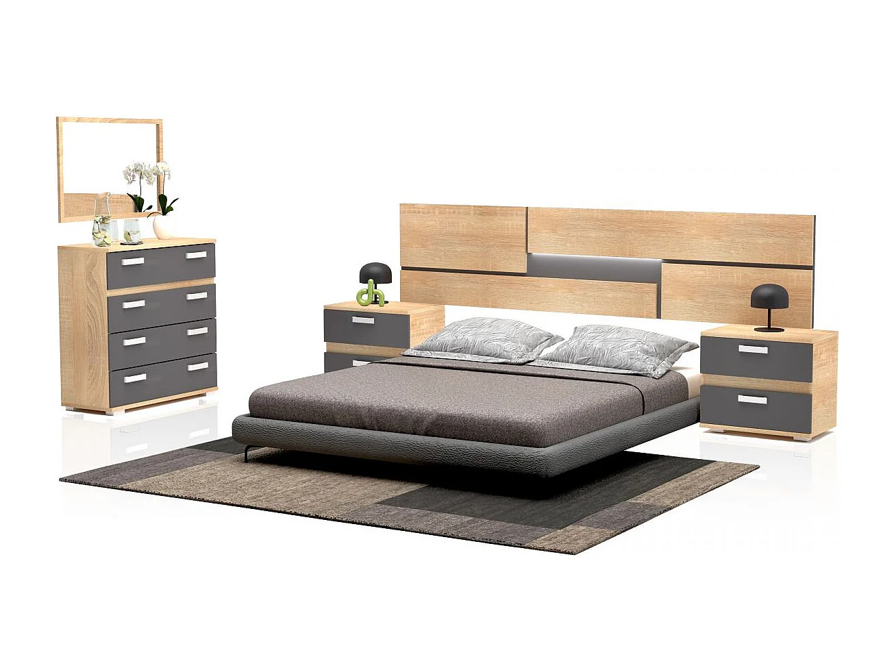 Dormitorio Ataneq Pure 4C Cambria - Grafito