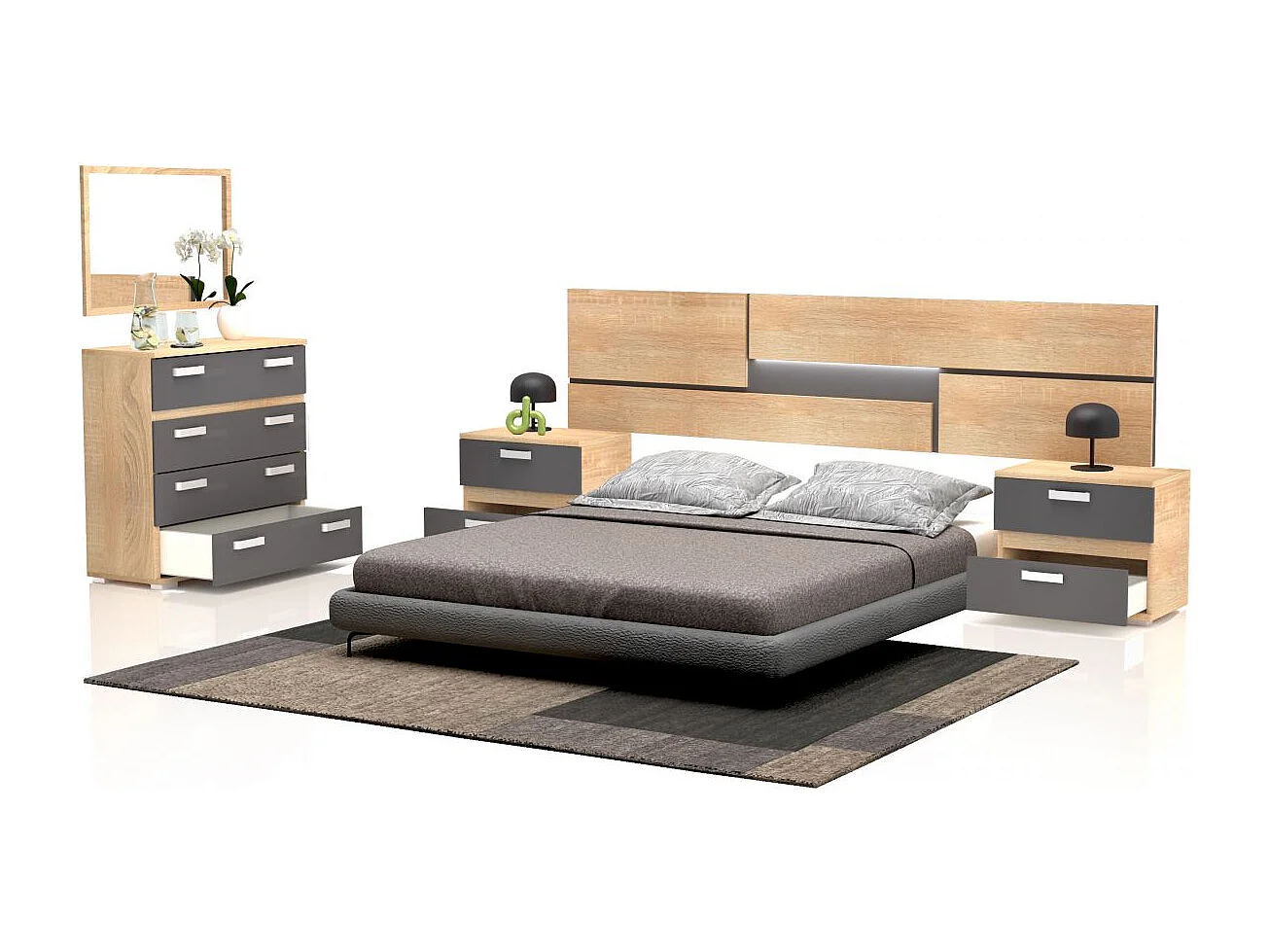 Dormitorio Ataneq Pure 4C Cambria - Grafito