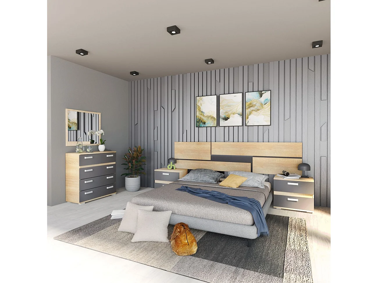 Dormitorio Ataneq Pure 4C Cambria - Grafito