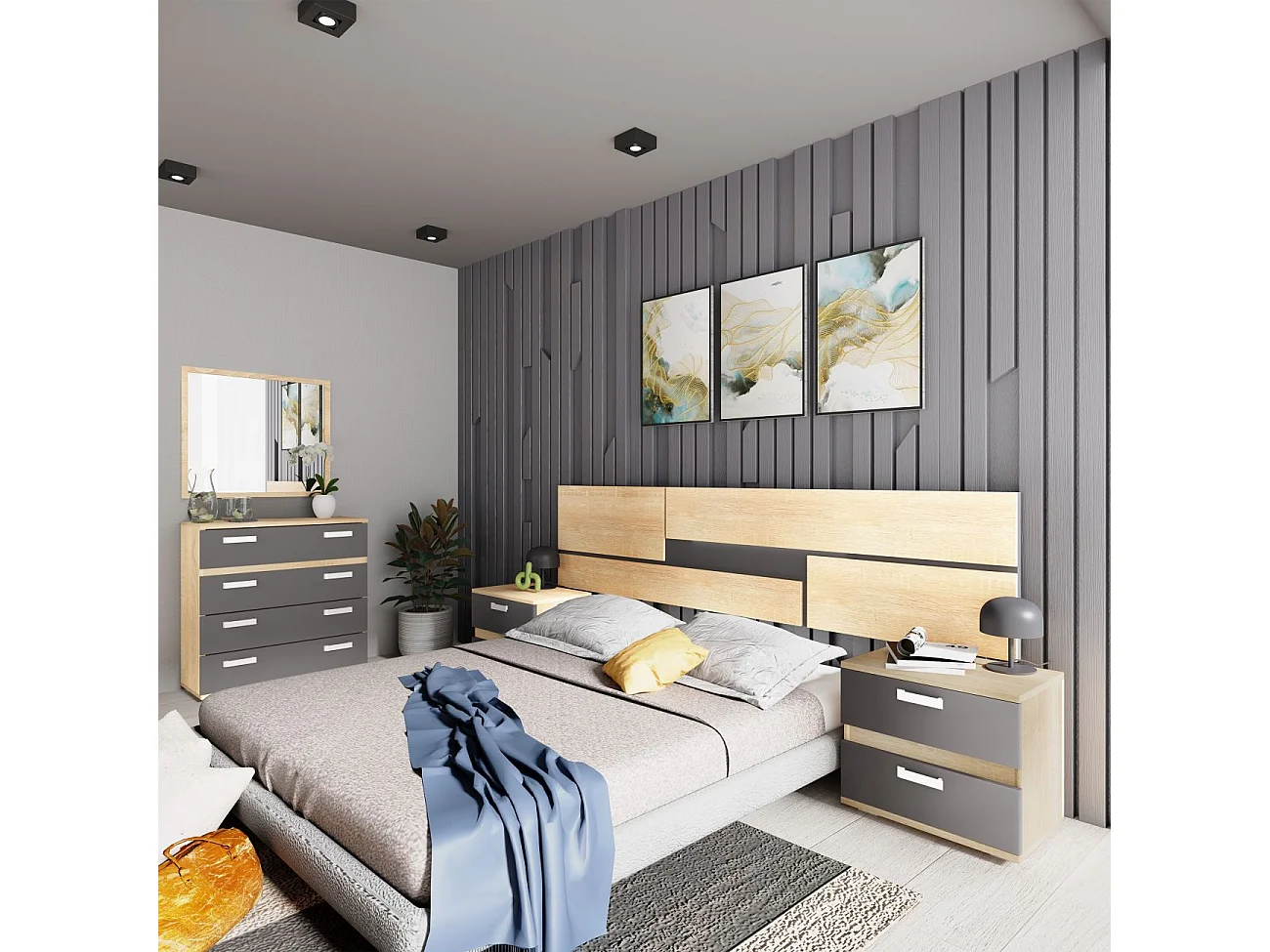 Dormitorio Ataneq Pure 4C Cambria - Grafito