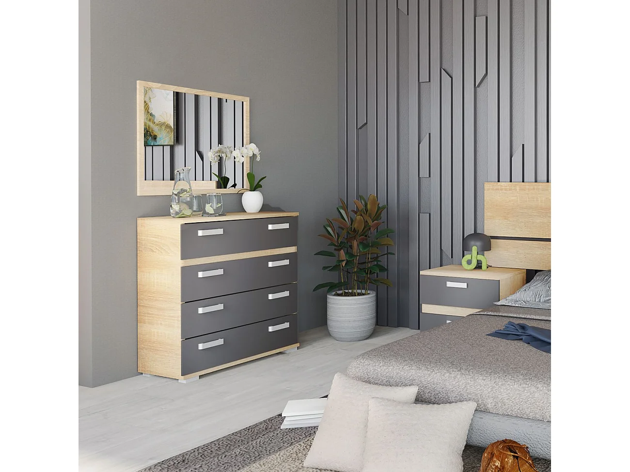 Dormitorio Ataneq Pure 4C Cambria - Grafito