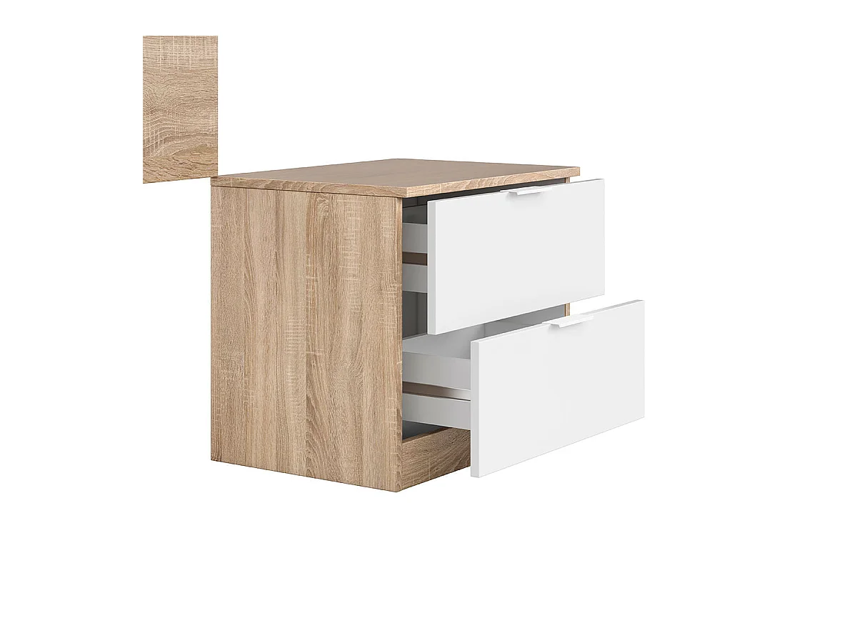 Tête de lit avec table Luca blanche et chêne