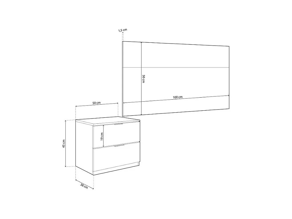 Tête de lit avec table Luca blanche et chêne