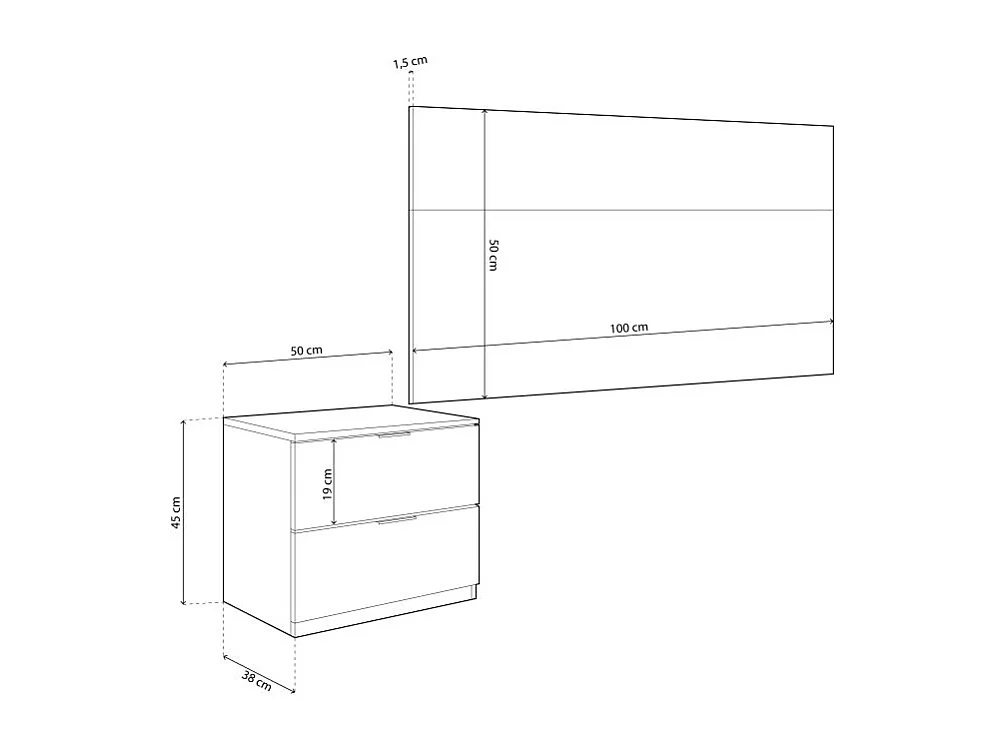 Tête de lit avec table Luca blanche et chêne