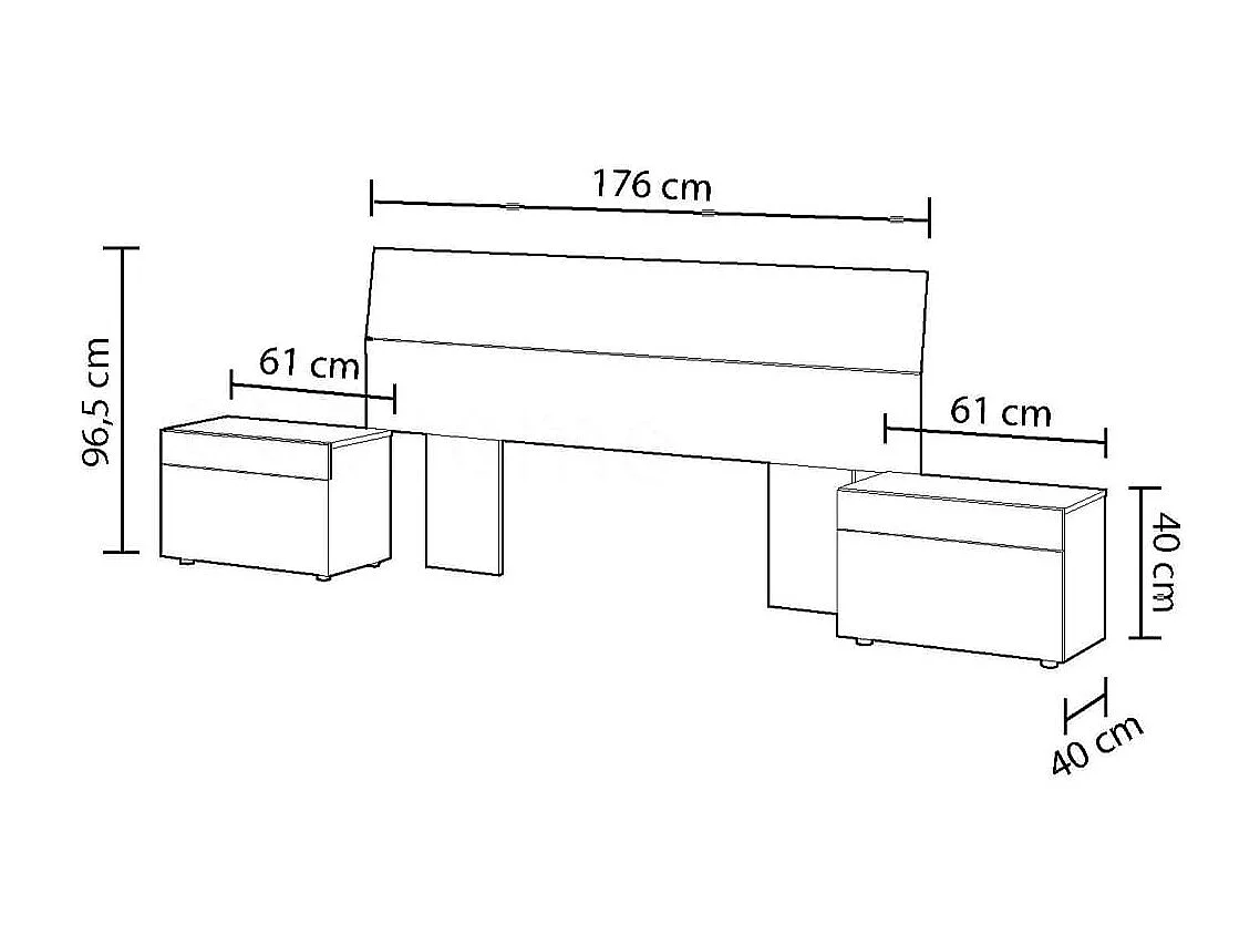 Conjunto de dormitorio Tekkan cabezal + 2 mesitas blanco Artik/cemento