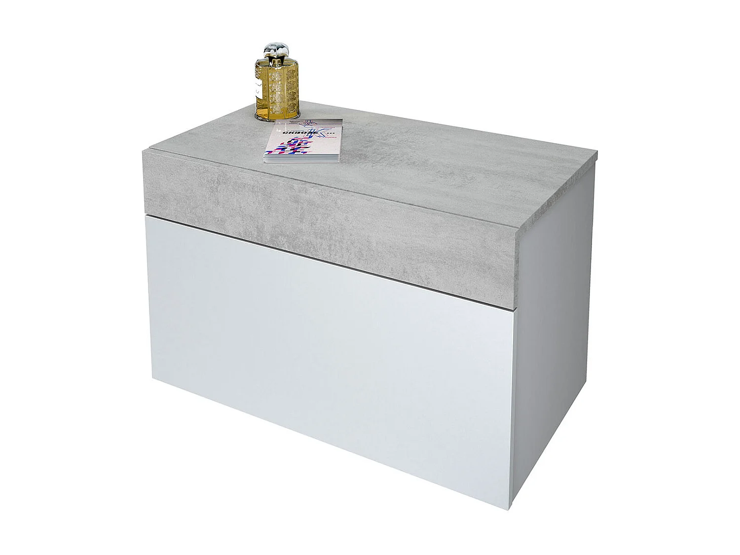 Conjunto de dormitorio Tekkan cabezal + 2 mesitas blanco Artik/cemento