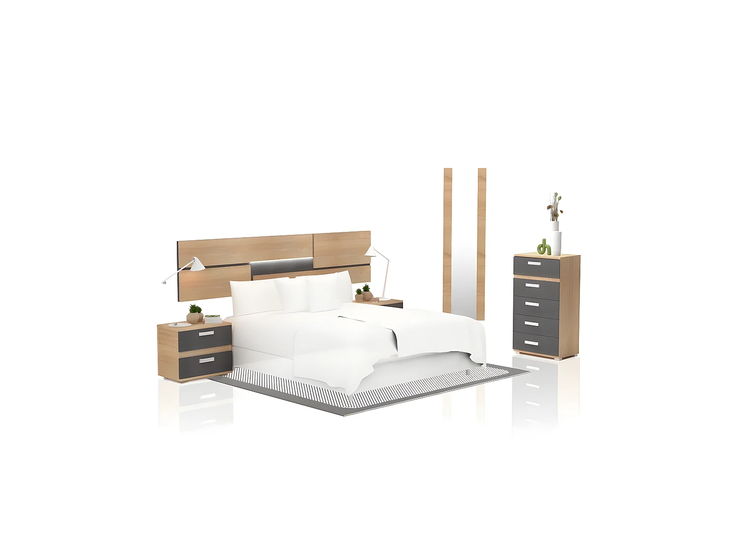 Dormitorio Ataneq Pure 5C Cambria - Grafito