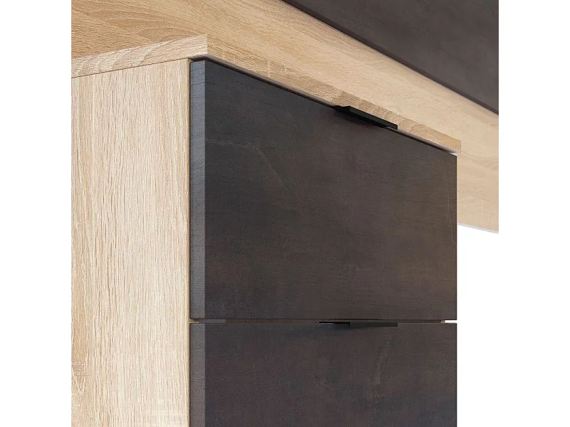 Cabeceira Luca com mesas de cabeceira Roble Canadian - Óxido