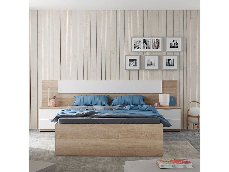 Cama Bed 4 cajones roble claro 37x156x196 cm