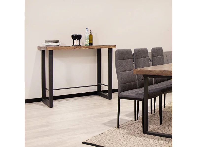 Mesa alta de comedor Loft diseño nórdico roble American/negro 100x120x70 cm Adec