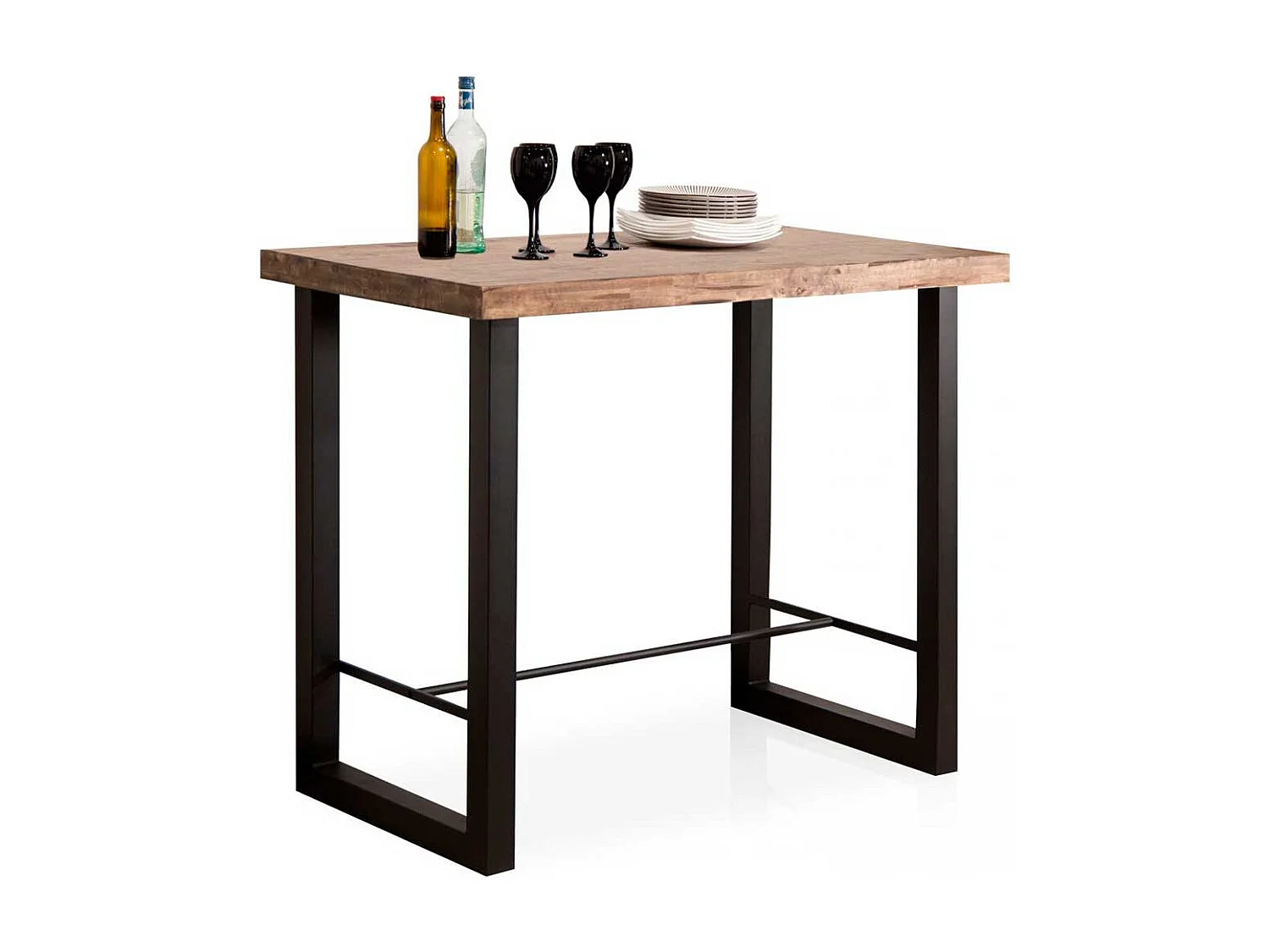 Mesa alta de comedor Loft diseño nórdico roble American/negro 100x120x70 cm Adec