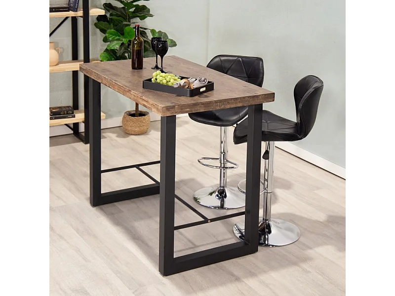 Mesa alta de comedor Loft diseño nórdico roble American/negro 100x120x70 cm Adec