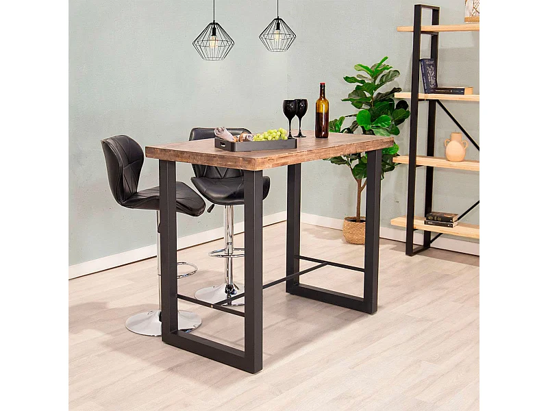 Mesa alta de comedor Loft diseño nórdico roble American/negro 100x120x70 cm Adec