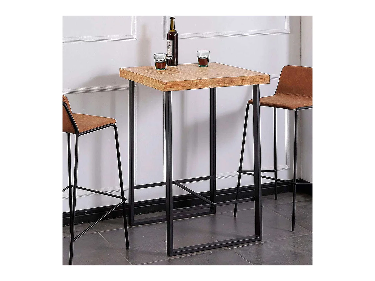 Mesa alta de comedor Loft diseño nórdico roble Nordish/negro 100x70x70 cm Adec
