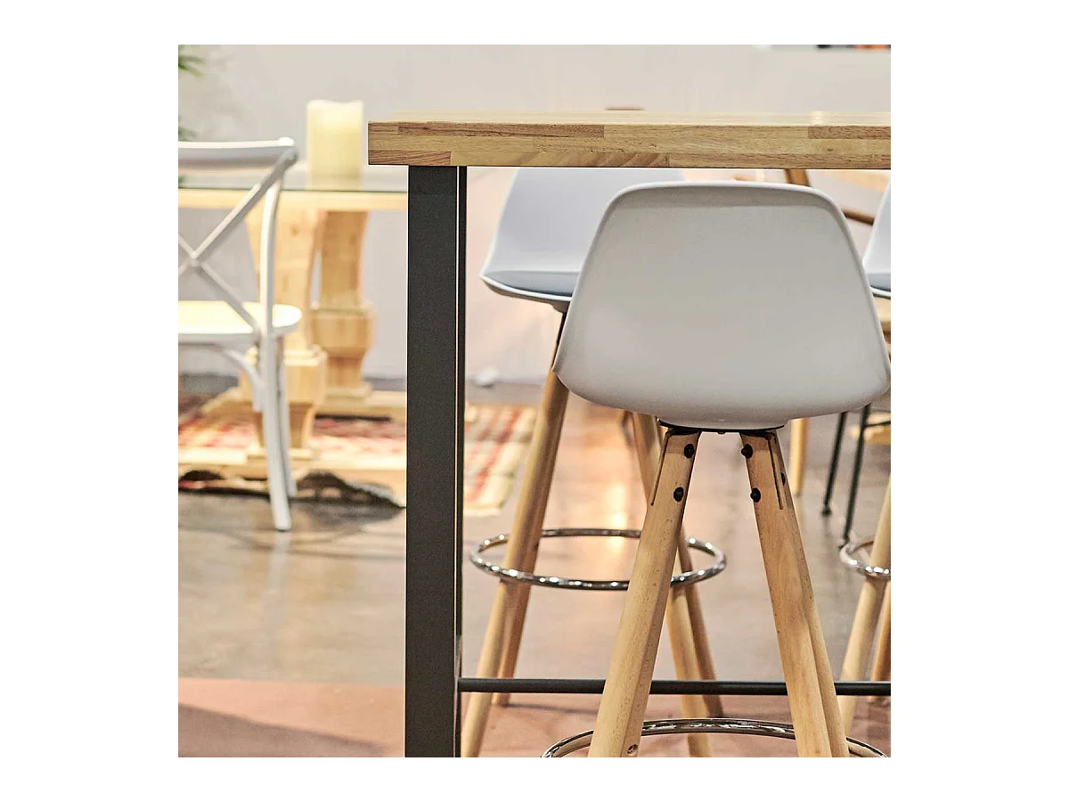 Mesa alta de comedor Loft diseño nórdico roble Nordish/negro 100x120x70 cm Adec