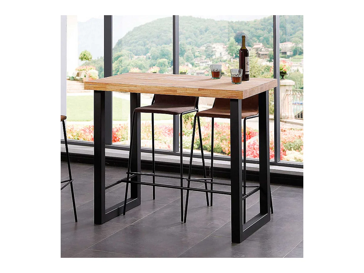 Mesa alta de comedor Loft diseño nórdico roble Nordish/negro 100x120x70 cm Adec