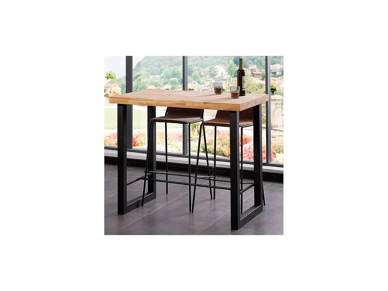 Mesa alta Loft Roble salvaje - Negro