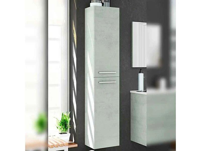 Colonne de salle de bain suspendue Aruba mélaminé ciment 30x150 cm