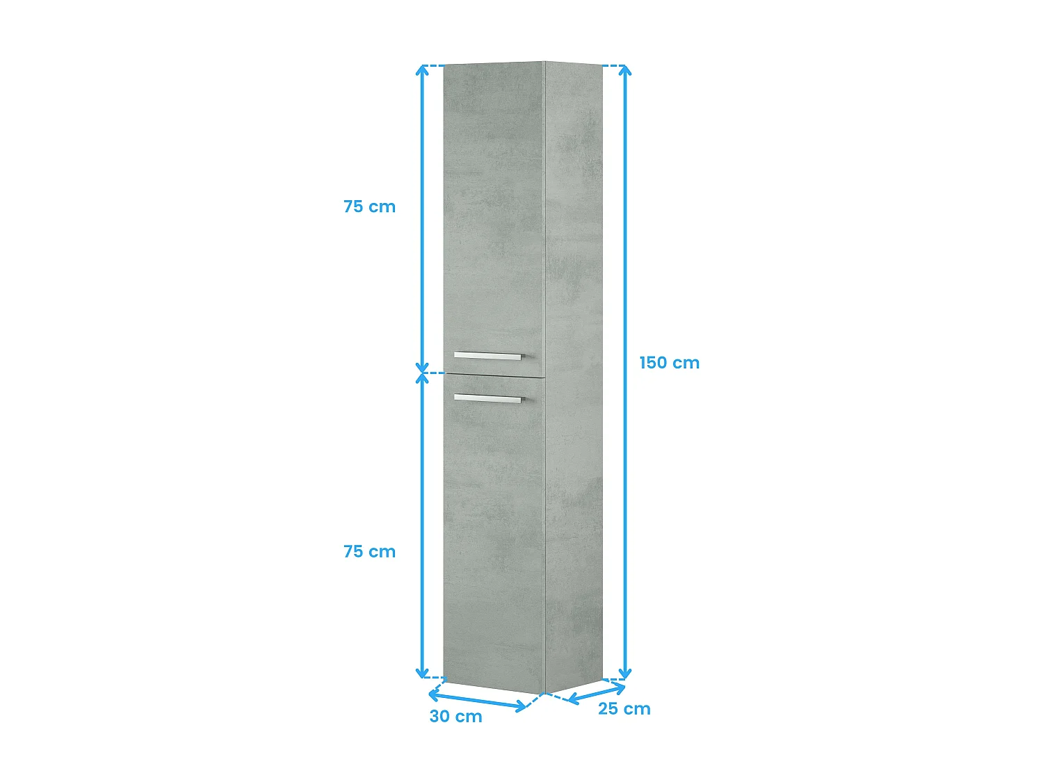 Colonne de salle de bain suspendue Aruba mélaminé ciment 30x150 cm