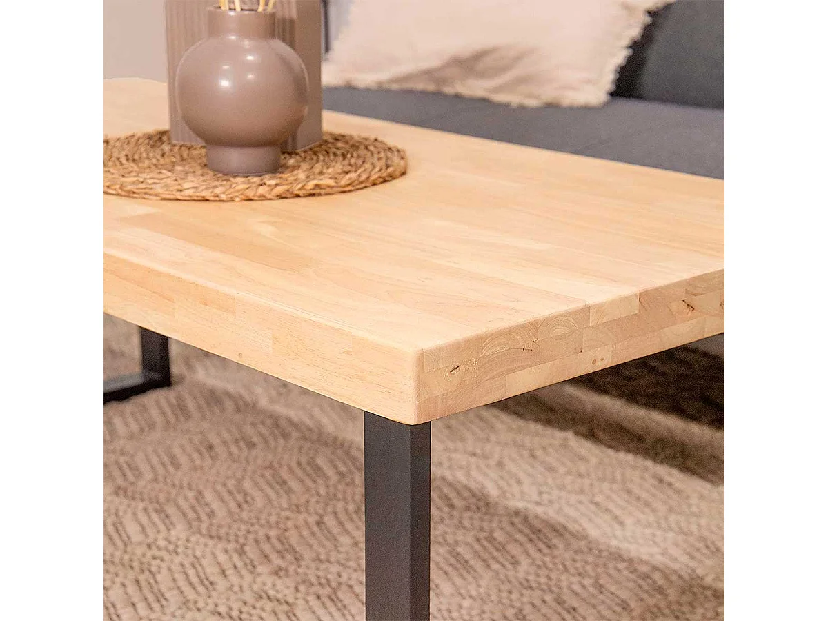 Mesa de centro Natural diseño nórdico roble Nordish/negro 43,5x120x60 cm Adec