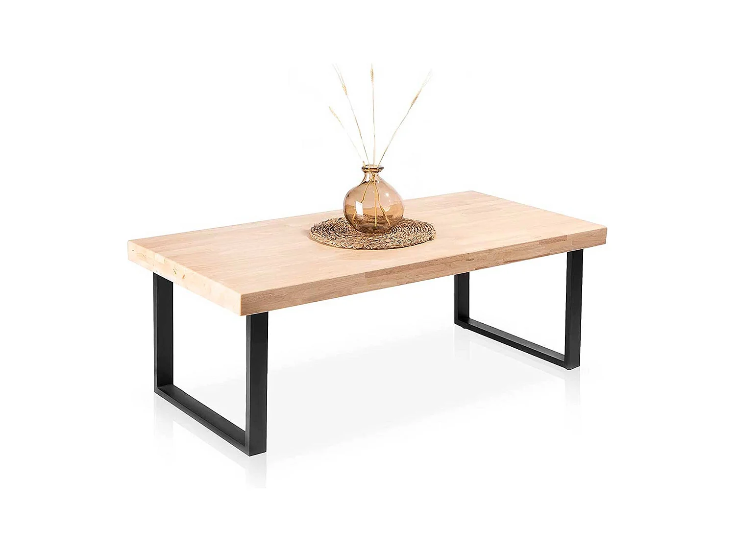 Mesa de centro Natural diseño nórdico roble Nordish/negro 43,5x120x60 cm Adec