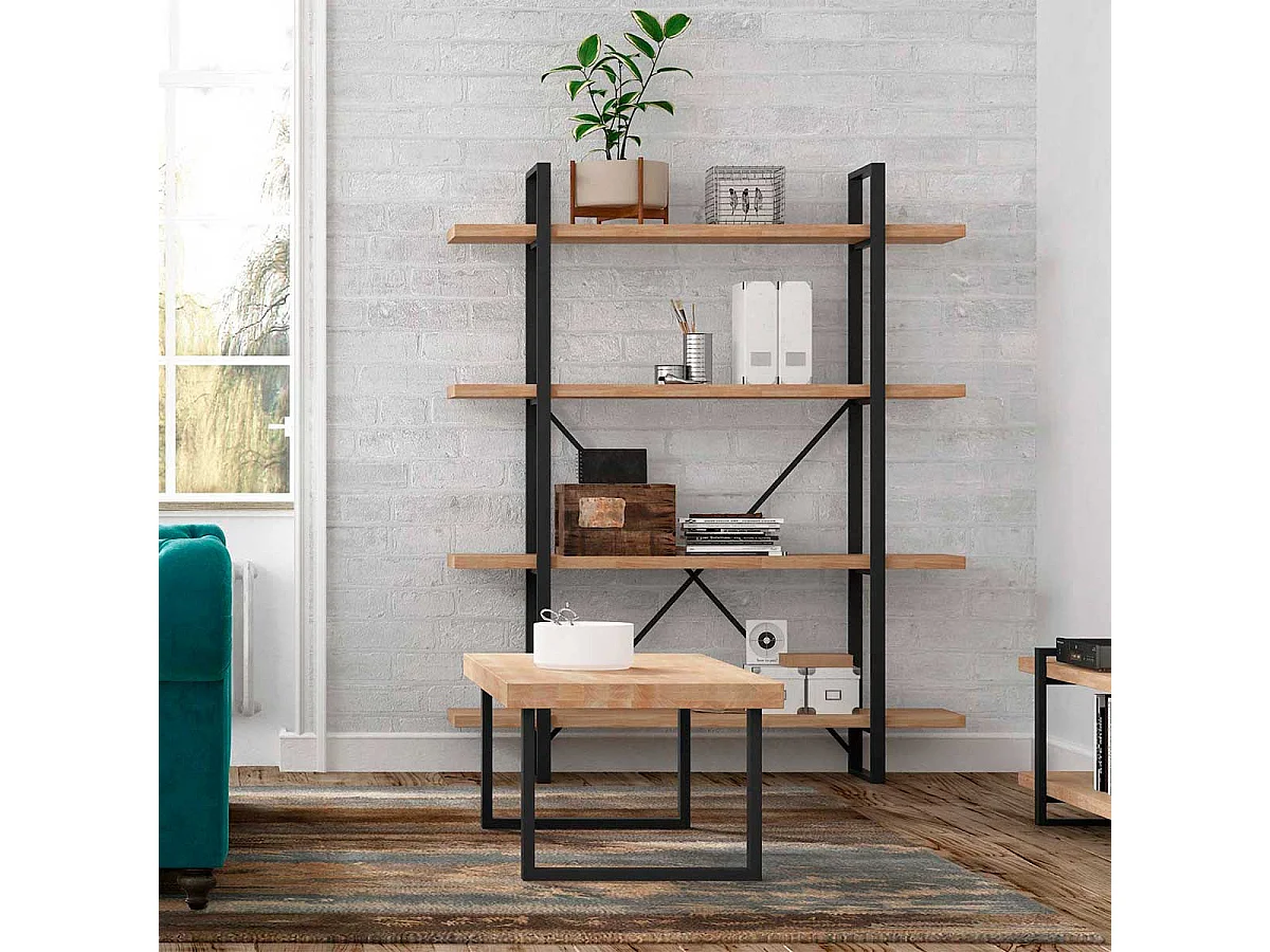 Mesa de centro Natural diseño nórdico roble Nordish/negro 43,5x120x60 cm Adec