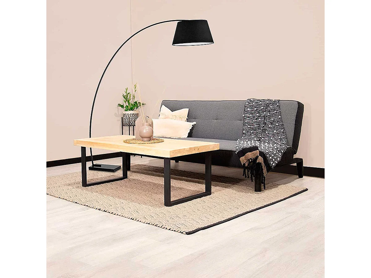 Mesa de centro Natural diseño nórdico roble Nordish/negro 43,5x120x60 cm Adec