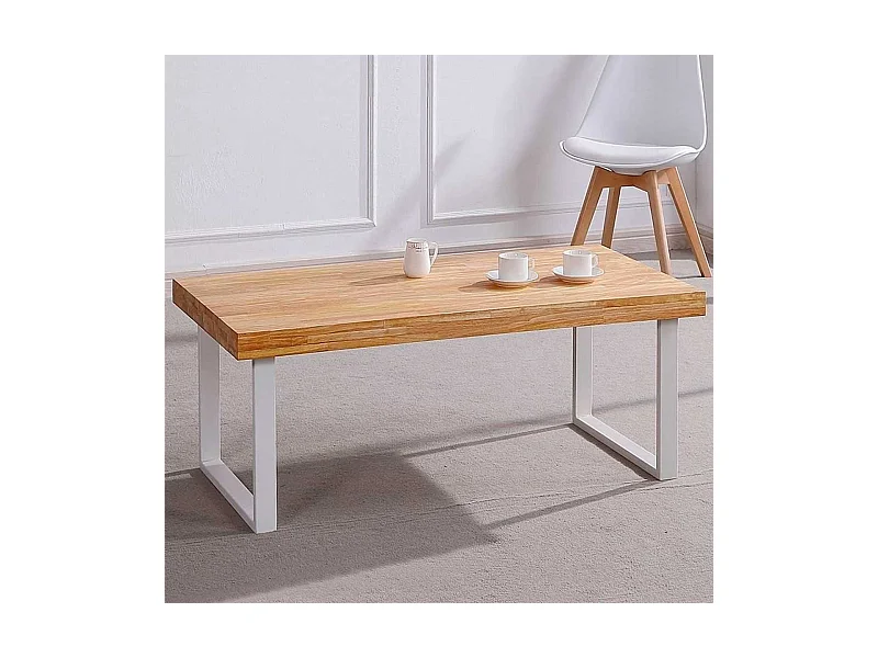 Mesa de centro Natural diseño nórdico roble Nordish/blanco 43,5x120x60 cm Adec