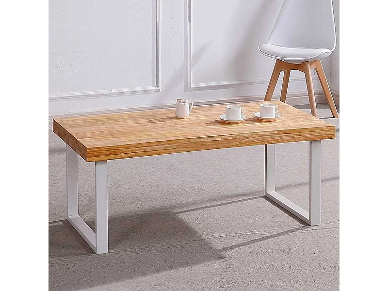 Mesa de centro Natural diseño nórdico roble Nordish/blanco 43,5x120x60 cm Adec