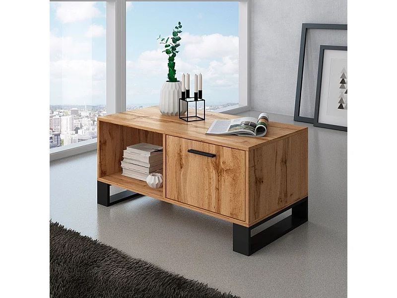 Mesa de centro Raw Roble oscuro - Negro