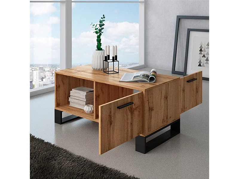 Mesa de centro Raw Roble oscuro - Negro