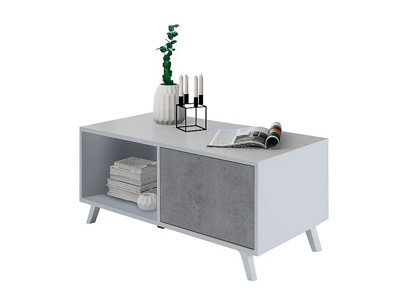 Mesa de centro Wind Blanco mate - Gris cemento