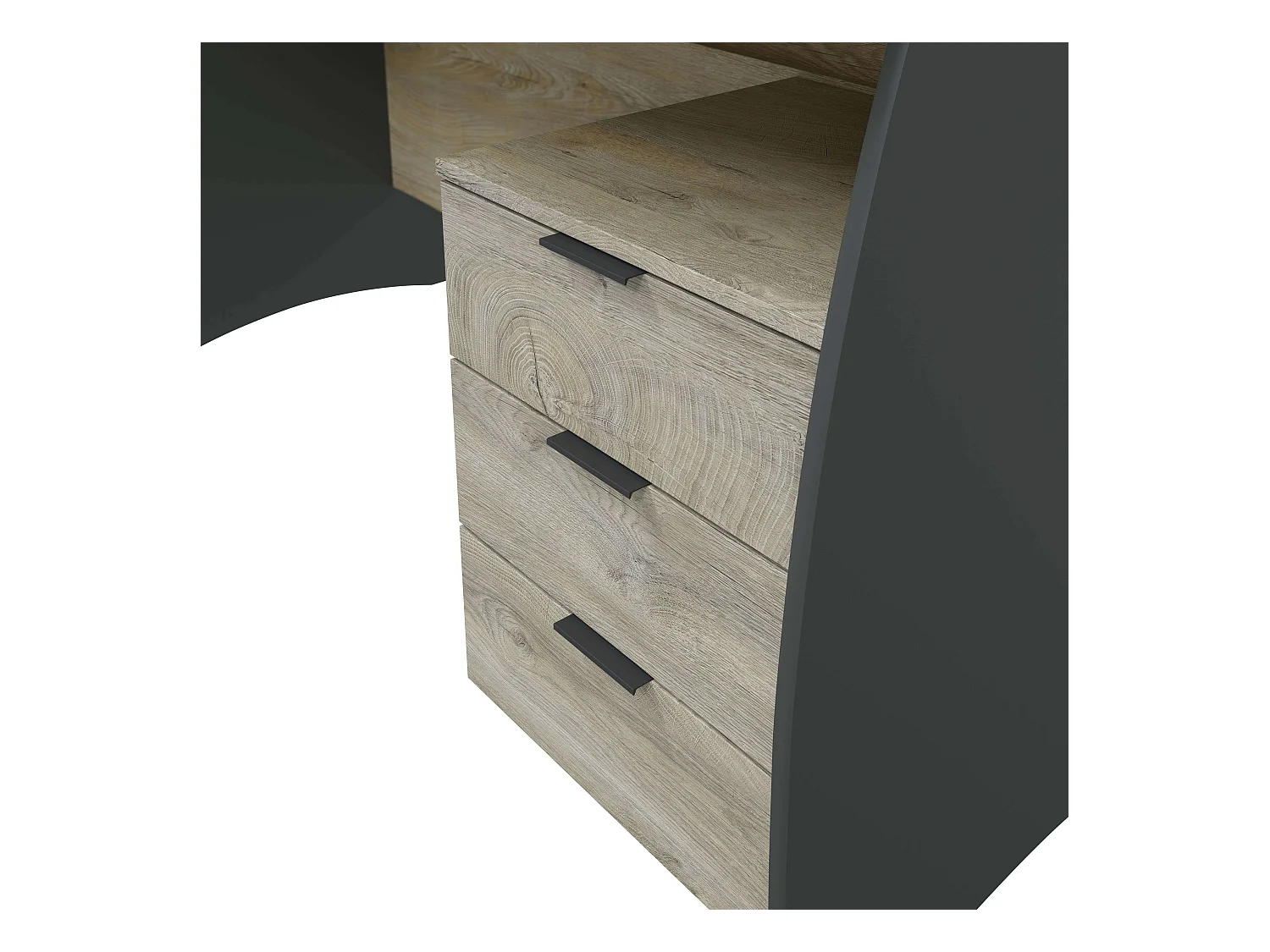 Secretária Stil Buc 3 gavetas Roble Alaska - Gris Antracita