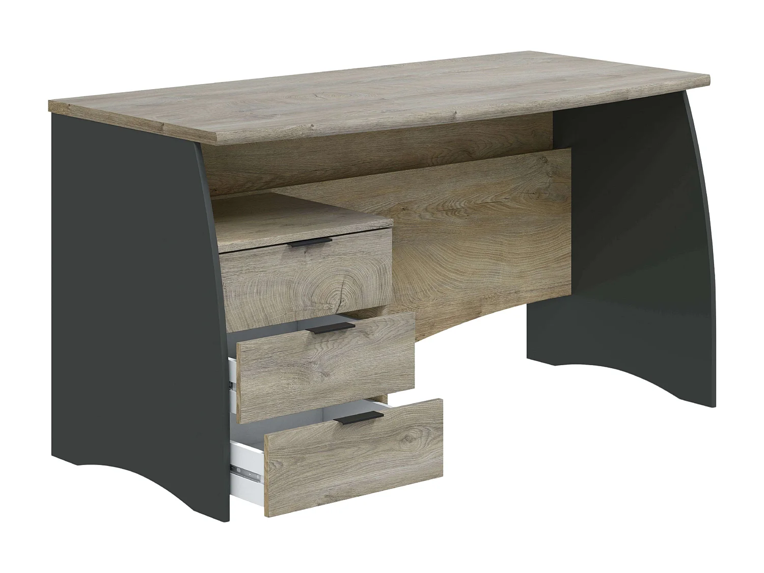 Escritorio c/cajonera oficina roble/gris mesa ordenador 74x136x67cm