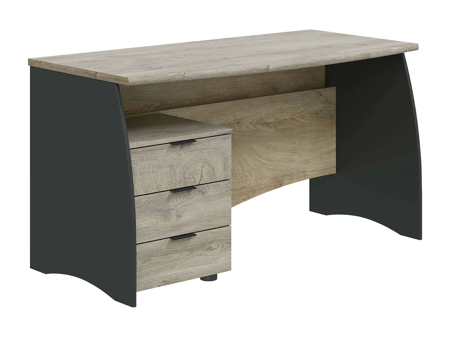 Escritorio c/cajonera oficina roble/gris mesa ordenador 74x136x67cm