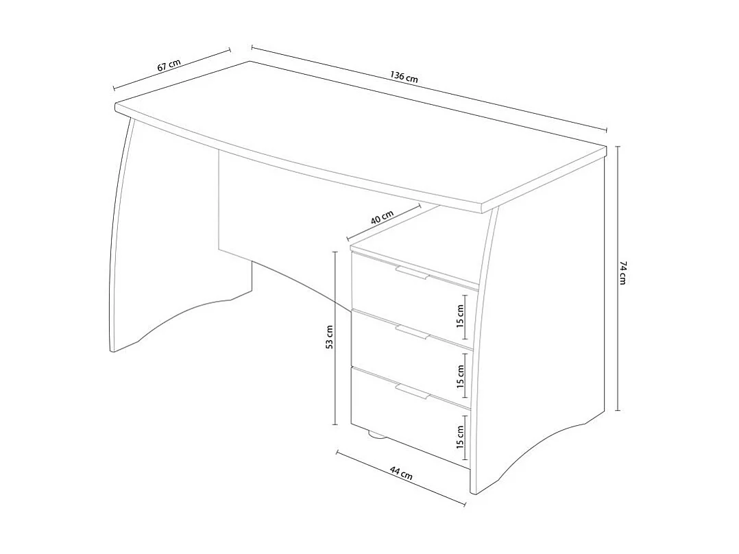 Escritorio c/cajonera oficina roble/gris mesa ordenador 74x136x67cm