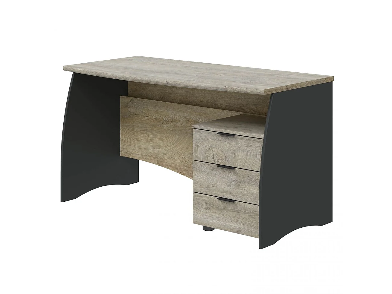 Mesa de escritorio con 3 cajones en roble alaska y gris antracita 136x67 cm Stil Buc Roble Alaska - Gris Antracita