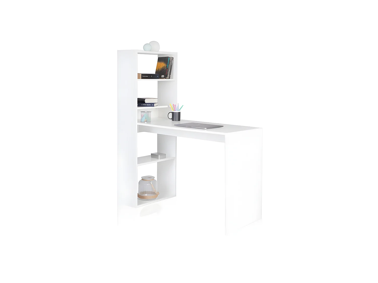 Mesa de estudio con estantería Qanik Blanco