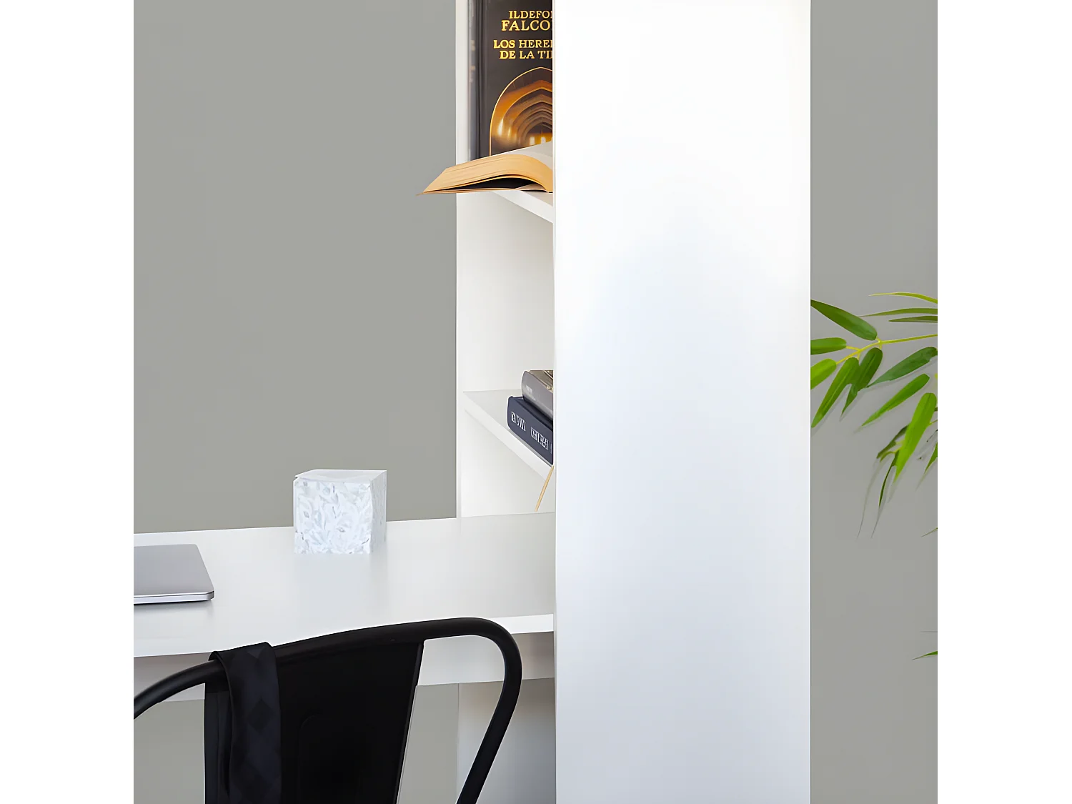 Mesa de estudio con estantería Qanik Blanco