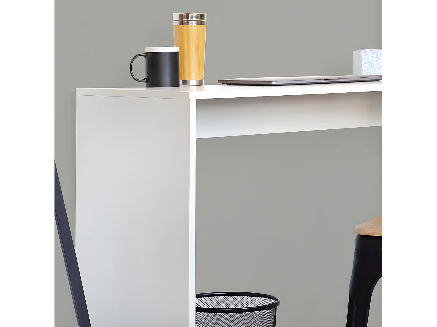 Mesa de estudio con estantería Qanik Blanco